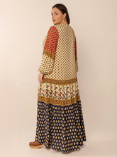 Plus Size Printed V-Neck Long Sleeve Maxi Dress OutfitFlow